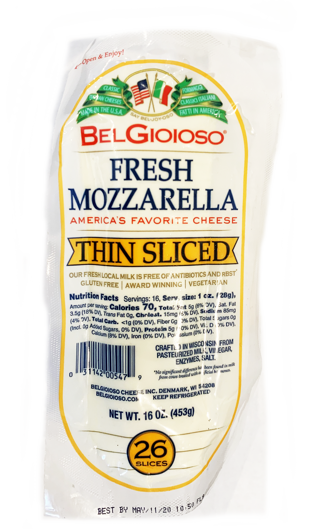 Bel Gioioso Mozzarella Thin Sliced 1lb